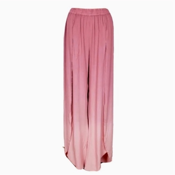 Young Fabulous & Broke Wide Leg Slit pink ombré flowy Rayon pants - Picture 1 of 8